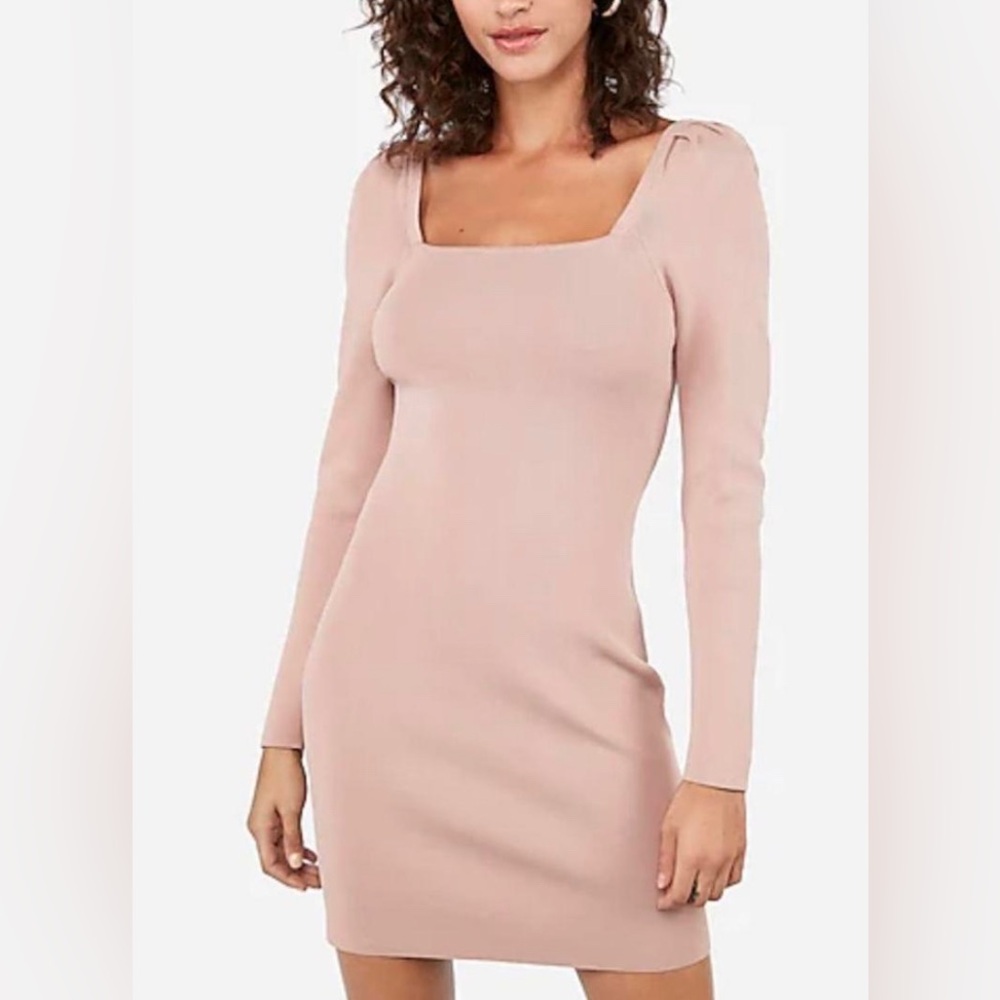Express X Negin Mirsalehi Fitted Puff Sleeve Sweater Dress S